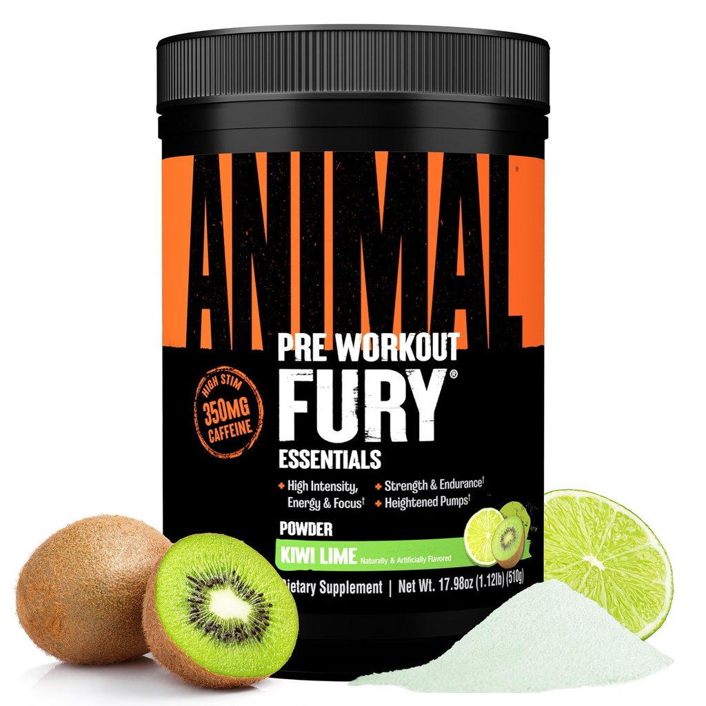 Poudre de pré-entraînement pour les animaux - Kiwi Lime, 350mg Caféine, BCAA Amino Acides, 2g Beta Alanine, Citrulline & Tyrosine, Énergie, Focus, Force, Endurance, Pré-entraînement pour les hommes et les femmes, 30 portions