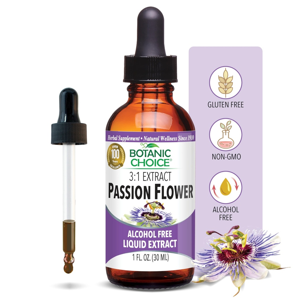 Botanic Choice Passion Flower Liquid Extract - Alcohol-Free Herbal Supplement, Traditional Support for Relaxation - 1 Fl. Oz