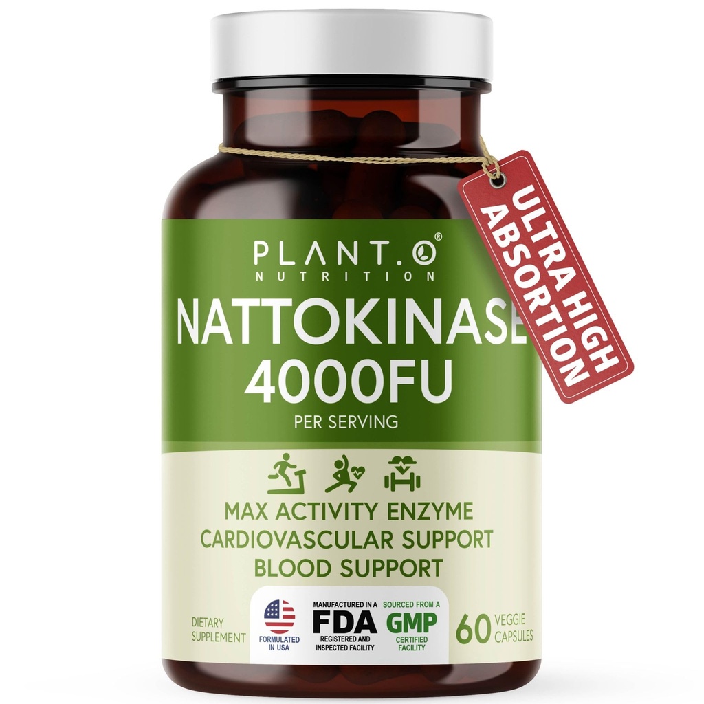 Nattokinase Supplement mit Max Enzyme Support - 4.000 FU Pro Servieren - Premium Nattokinase Formula for Heart Health Support - 60 Kapseln - Made in USA