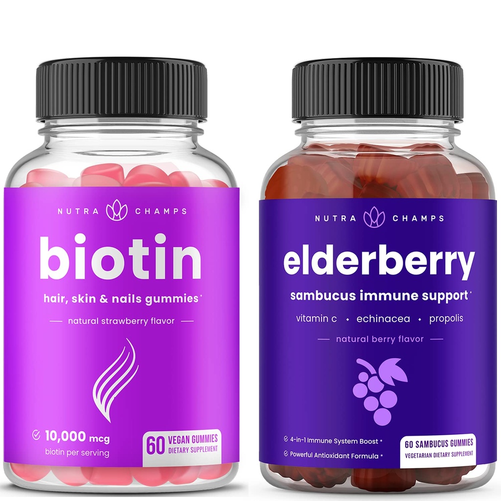 NutraChamps Biotin Gummies e Elderberry Gummies Bundle