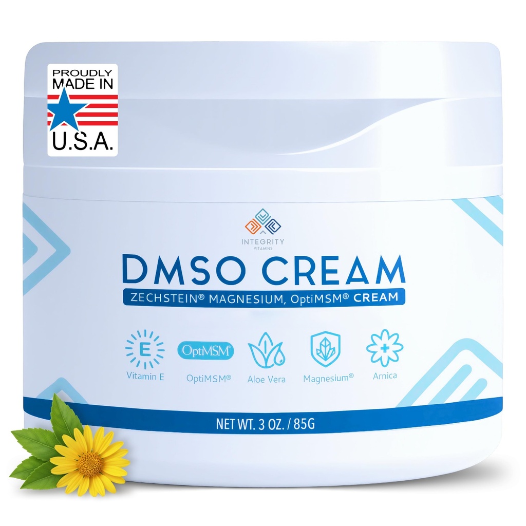DMSO Cream with Magnesium & MSM – Lightweight Topical Cream with Aloe Vera, Arnica & Vitamin E – Fast-Absorbing, Non-Greasy – 3 oz
