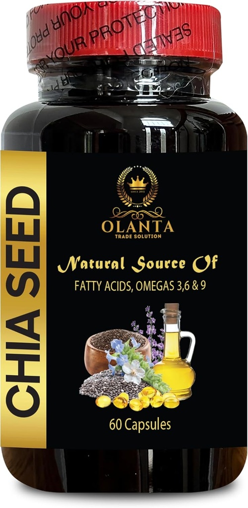 Chia Samen glutenfrei - CHIA SEED - Chia Samenöl, alpha-Liposäure Nahrungsergänzungsmittel, Antioxidantien Ergänzungen für Frauen, Immun Boost Pillen, Chia Samen weiß organisch - 1 Flasche 60 Softgels