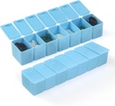 Weekly Small Pill Organizer, 7 Tage Pille Case, Tägliche Vitamin Case Medicine Box, Pillen-Container für Medizin ergänzt Fischöl (2Pcs, Blau)