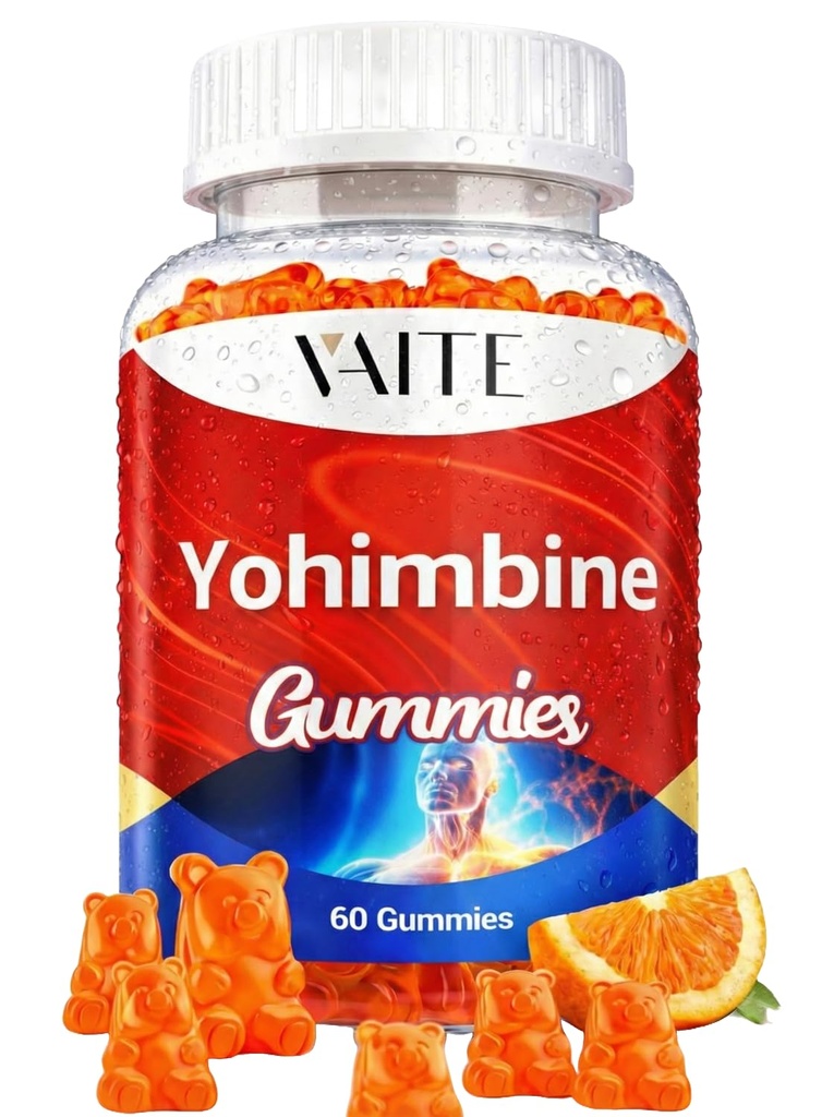 VAITE Yohimbine HCl Gummy 15mg - Sugar-Free, Non OGM Energy & Endurance Support for Men and Women, Antiossidanti, Yohimbe Bark Extract, Migliorare le prestazioni - Supporta la produzione di energia - 60 Gummies