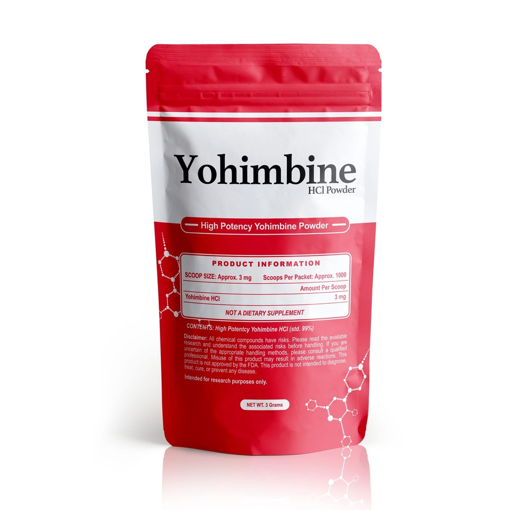 BulkStimulanzien Yohimbin HCl Pulver | 3 mg pro Scoop | 1000 Scoops pro Paket | 3 Gramm