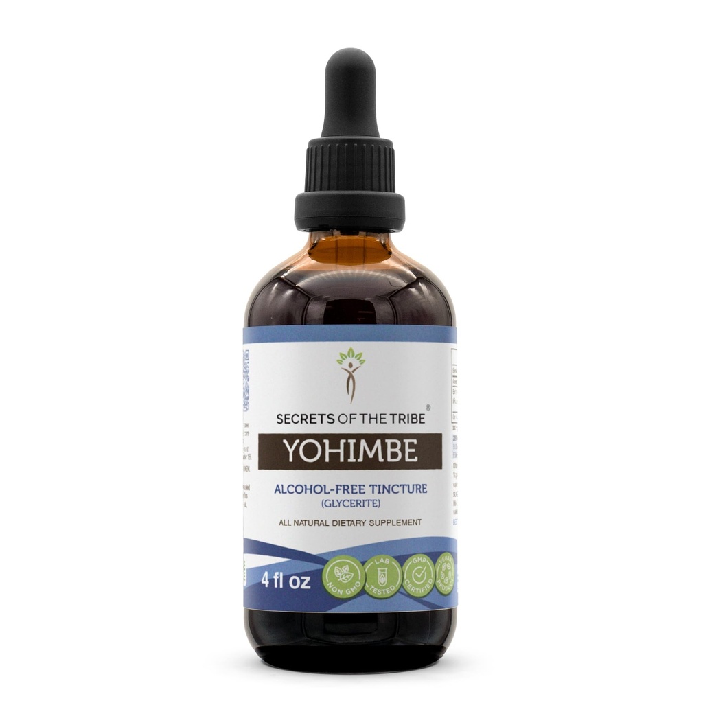 Geheimnisse des Stammes Yohimbe Alkoholfreier flüssiger Extrakt, Wildcrafted Pausinystalia Yohimbe Getrocknete Rinde (4 FL OZ)