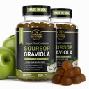 Soursop Blätter & Soursop Fruchtgummis - 3000mg Soursop Extrakt - 2 Pack Graviola Supplement - Soursop Frucht und Blatt - 120ct - Sugar-Free - Glutenfrei – Non-GMO – Vegan Friendly