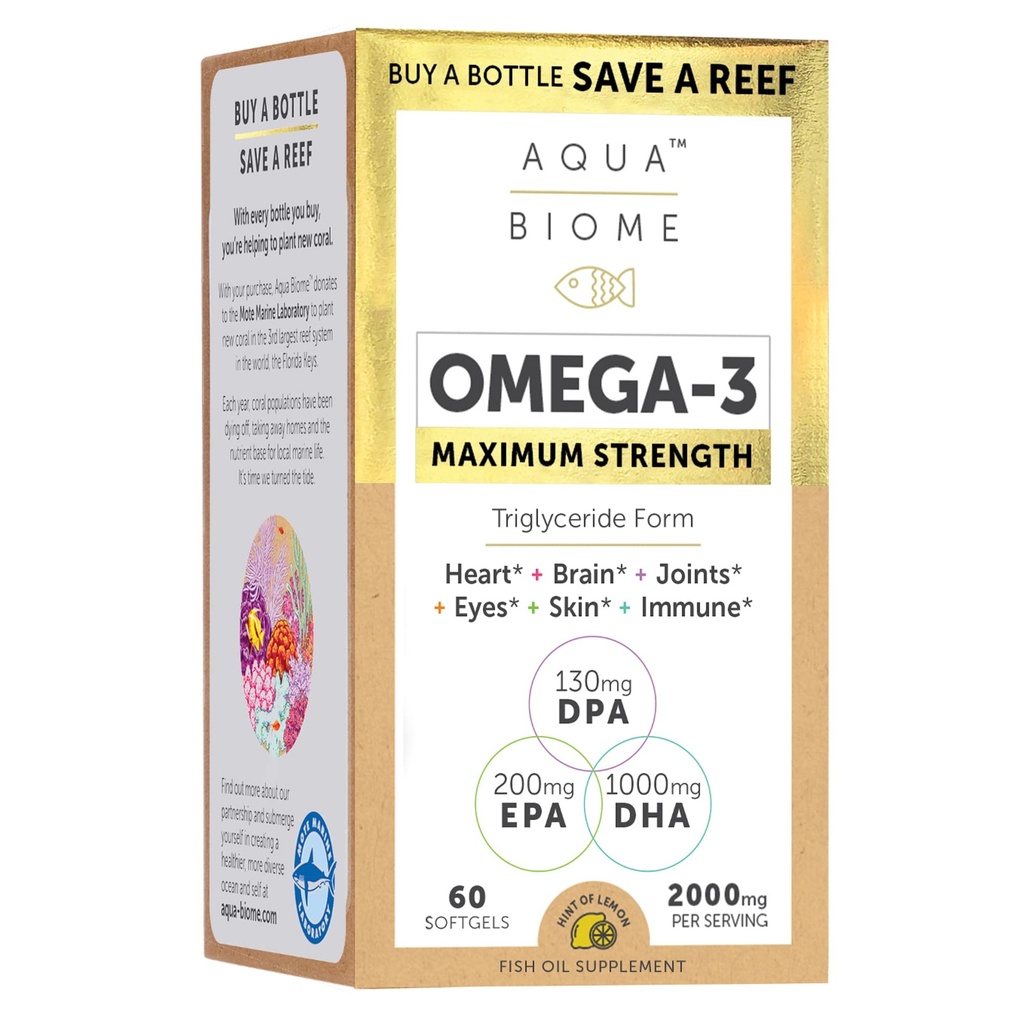 Enzimedica Aqua Biome Massima Forza Omega 3 Fish Oil, 60 Softgels