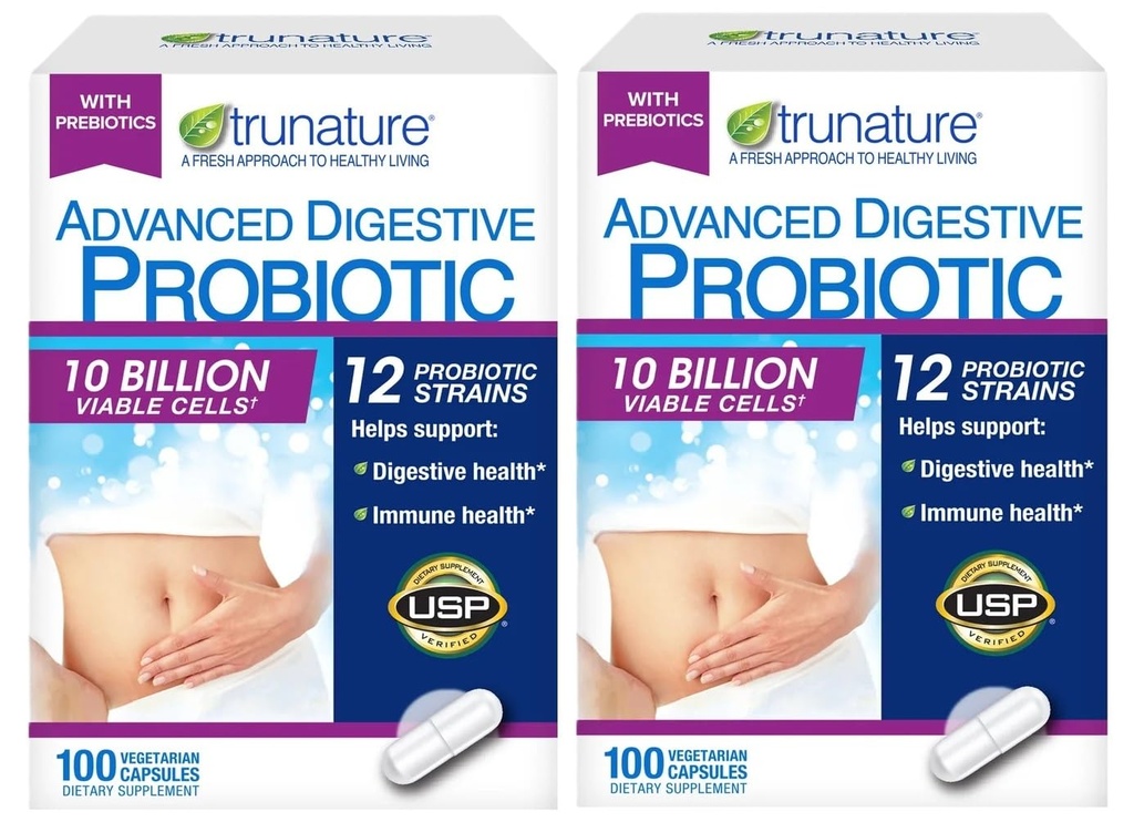 Trunature Digestive Probiotic Capsule, Sistema immunitario sano 2Pack (100 Conte) Prodotto è consigliato