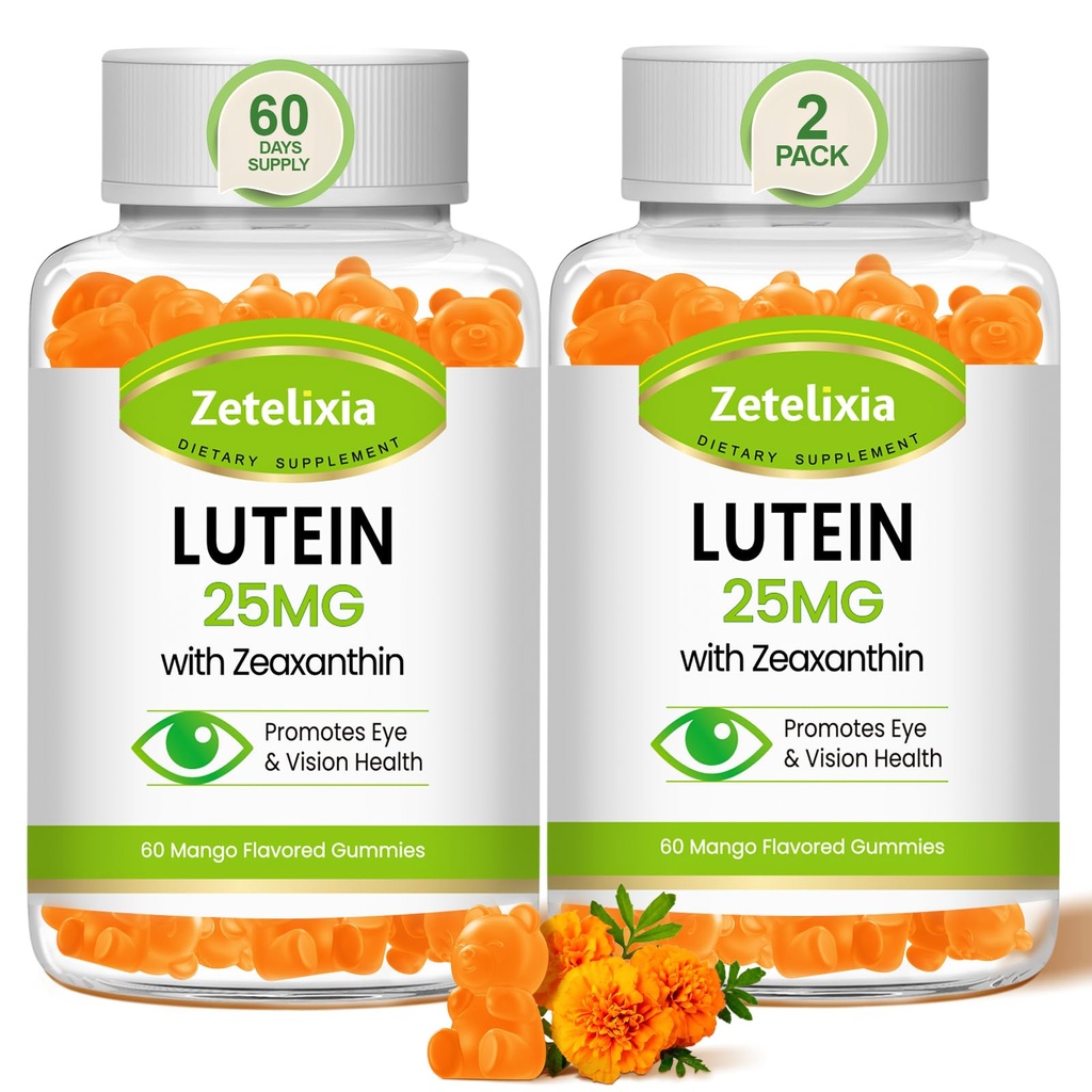 Lutein Gummies 25mg - Augen Vitamine Lutein & Zeaxanthin Augengesundheit Nahrungsergänzungsmittel für Erwachsene,Sugar Free Eye Health Gummies Supplement - Support Vision,Macular,Blue Light Filtering (120 Count)