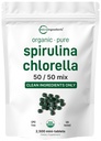 Micro Ingredients Organic Spirulina Chlorella Mini Tablets, 2,500 Tablets (8 Month Supply) | 50/50 Blend Superfood | Cracked Cell Wall for Better Absorption | Rich in Vegan Protein & Chlorophyll