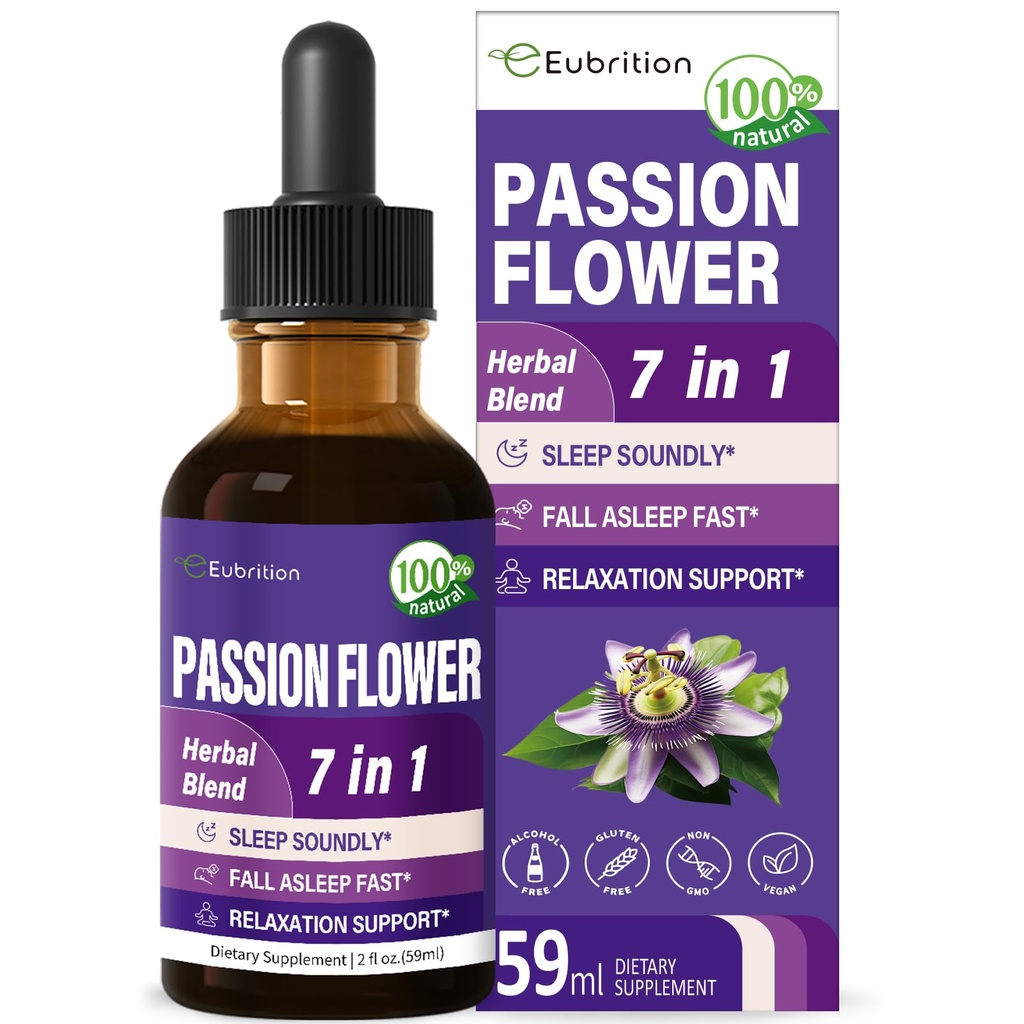Leidenschaft Blume Flüssigkeitstropfen für Schlafunterstützung, natürliche Kräuterformel mit Valerian Root Chamomile Extrakt Unterstützung Schlaf klingend & Entspannung. Hohe Bioverfügbarkeitsergänzung.2oz
