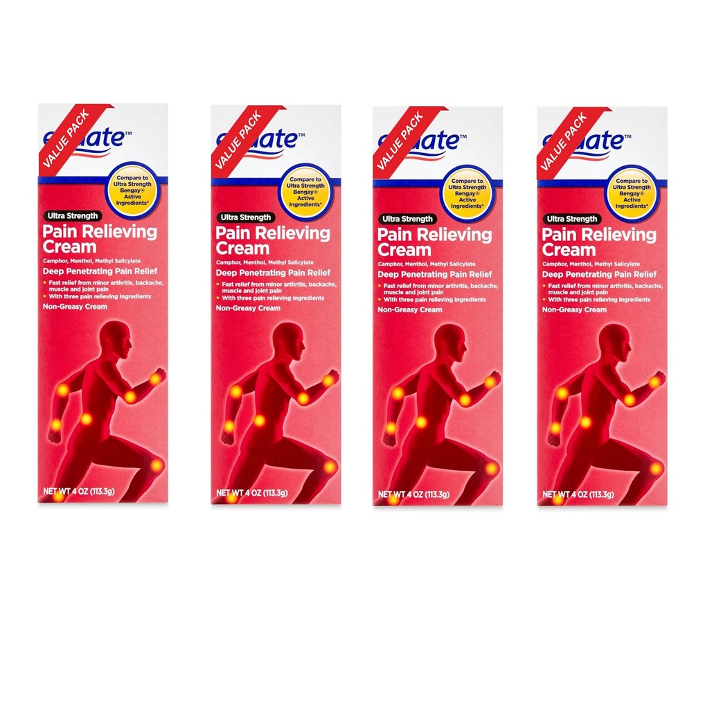 Equate Ultra Strength Pain Relieving Cream, Equate Ultra Strength Pain Relieving Cream Muscle Rub, 4 oz, Pack of 4