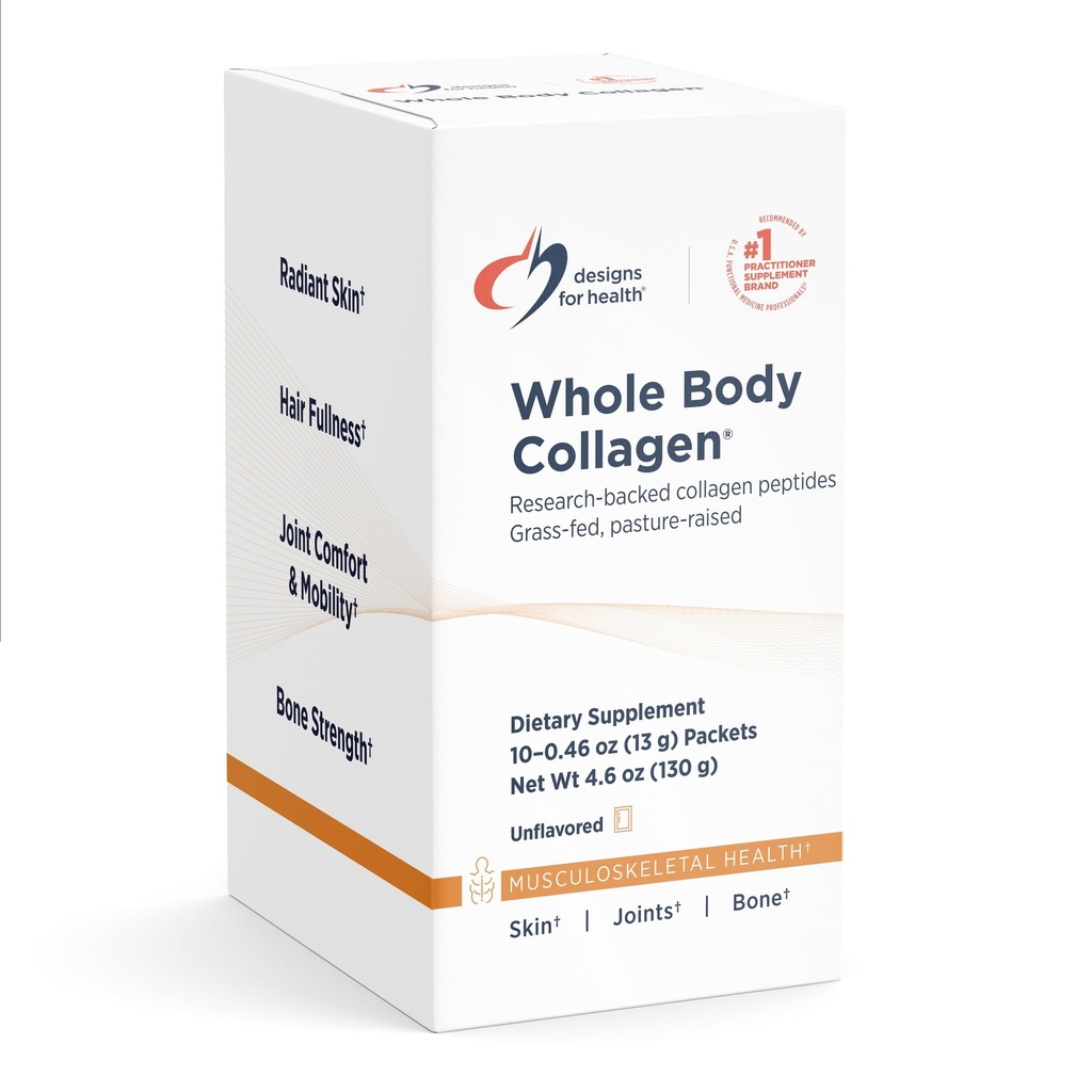 Designs für die Gesundheit Ganzkörper-Kollagen-Pulver - Hydrolysiertes Kollagen-Peptid-Pulver für Haut, Gelenk + Knochengesundheit - Fortigel, Fortibone & Verisol-Kollagen für Frauen und Männer, ungeschmackt (10 Packungen)