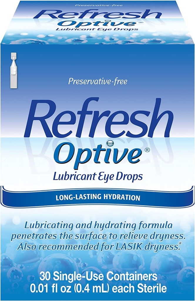 Refresh Optive Lubricant Eye Drops, 30 Single-Use-Behälter pro Box (Paket von 5)