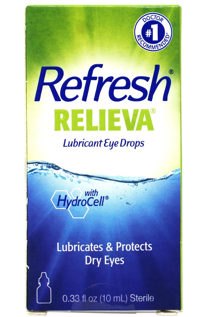 Refresh Relieva Lubricant Eye Drops, Lubricates & protegge gli occhi secchi, 0.33 FL OZ
