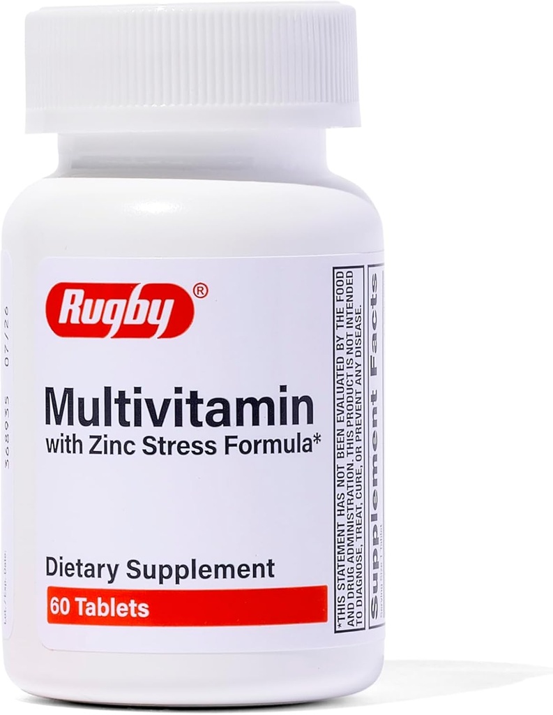 Rugby Multivitamine avec formule de stress Zinc - Supplément diététique - 60 comprimés