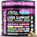 Clean Nutraceuticals Liver Cleanse Detox & Repair | Milk Thistle Supplement + NAC, TUDCA, Dandelion Root, Artichoke, Choline, Ginger, Beet Root, Burdock, Taurine, Liver Support 90 Kapseln