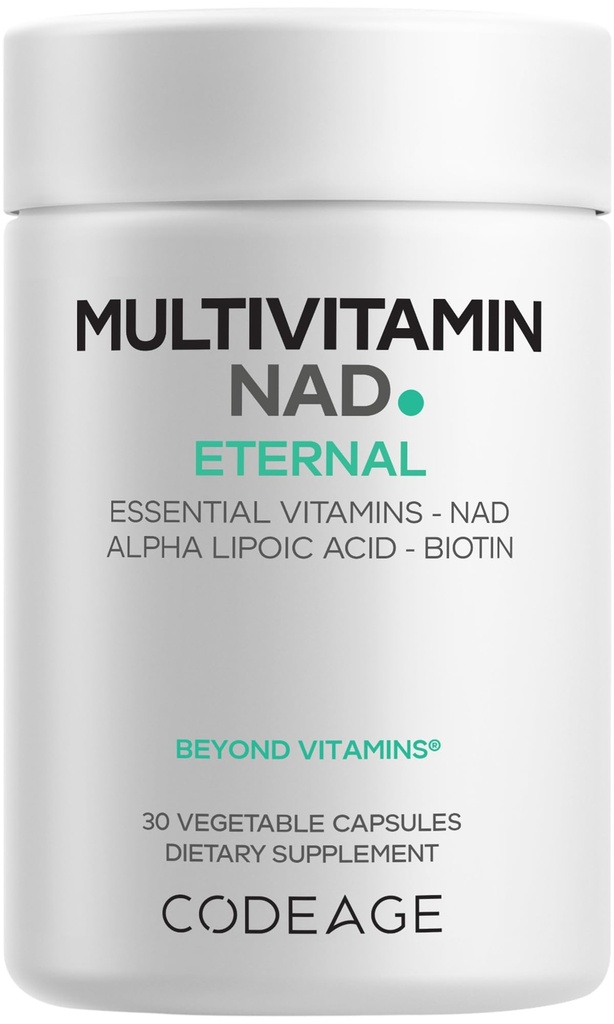 Codeage Multivitamin NAD Supplement - NAD+ Energy & Healthy Aging Support - Vitamin D3 K2, P5P, Methylated B12, Alpha Lipoic Acid, Folate, Riboflavin, Biotin, B Complex Pills - Non-GMO - 30 Capsules