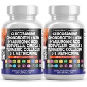 Clean Nutraceuticals Glucosamine Chondroitin MSM 1500mg con curcumina curcuma, collagene, acido ialuronico, Omega 3 – supplemento di salute comune per gli uomini e le donne (120 conteggio (pacchetto di 2))