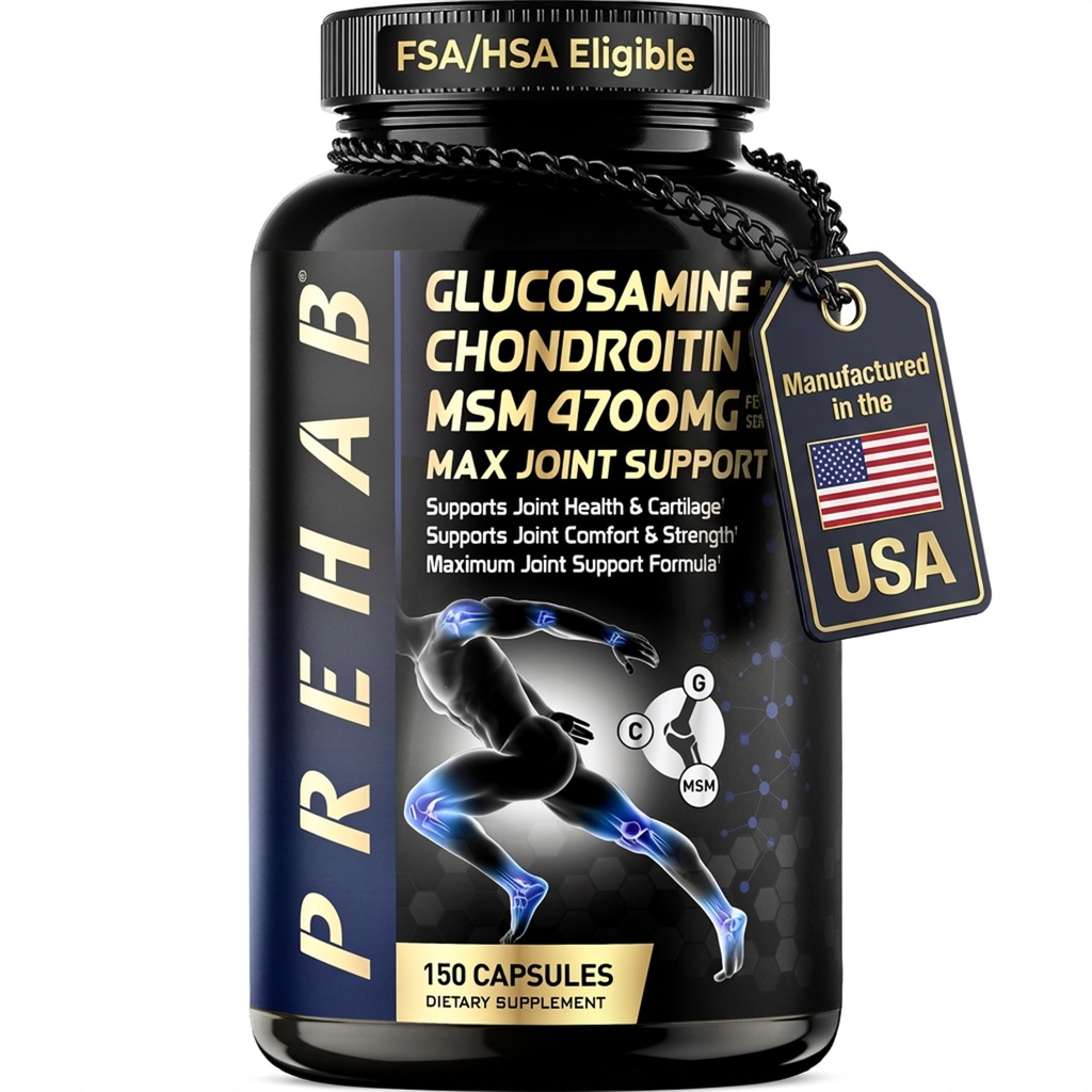 Glucosamine Chondroïtine MSM.Supplément de soutien mixte Premium.Support conjoint supplémentaire de 4700mg.Support conjoint max.