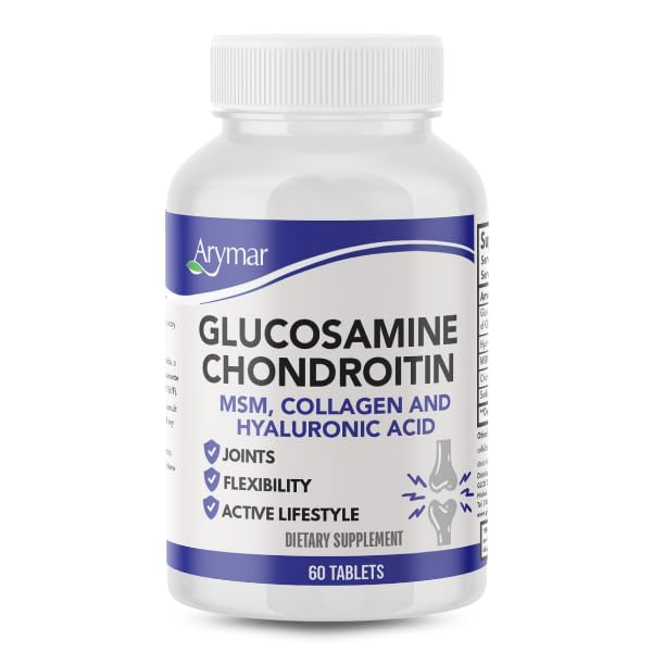 Arymar Glucosamine, Chondroïtine, MSM, Collagène et supplément à l'acide hyaluronique 60 comprimés