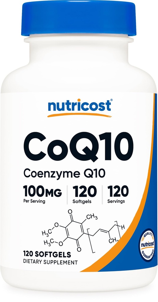 Nutricost CoQ10 Softgels (120 Servierungen, 100 mg pro Servierung) - Bessere Absorption, Ultra Pure CoQ10 Supplement, Glutenfrei und Non-GMO