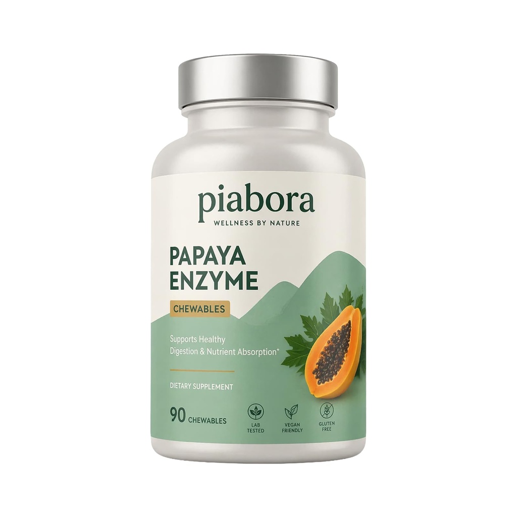 Piabora Papaya Enzyme Chewables, 90 Tablets