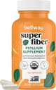 Bellway Super Fiber Capsules - USDA Organic Psyllium Husk Capsules - Tägliche Psyllium Husk Faser-Ergänzung für Verdauungs-Gesundheit und Regularität - Plant Based, Non-GMO, Kosher - 160 Kapseln