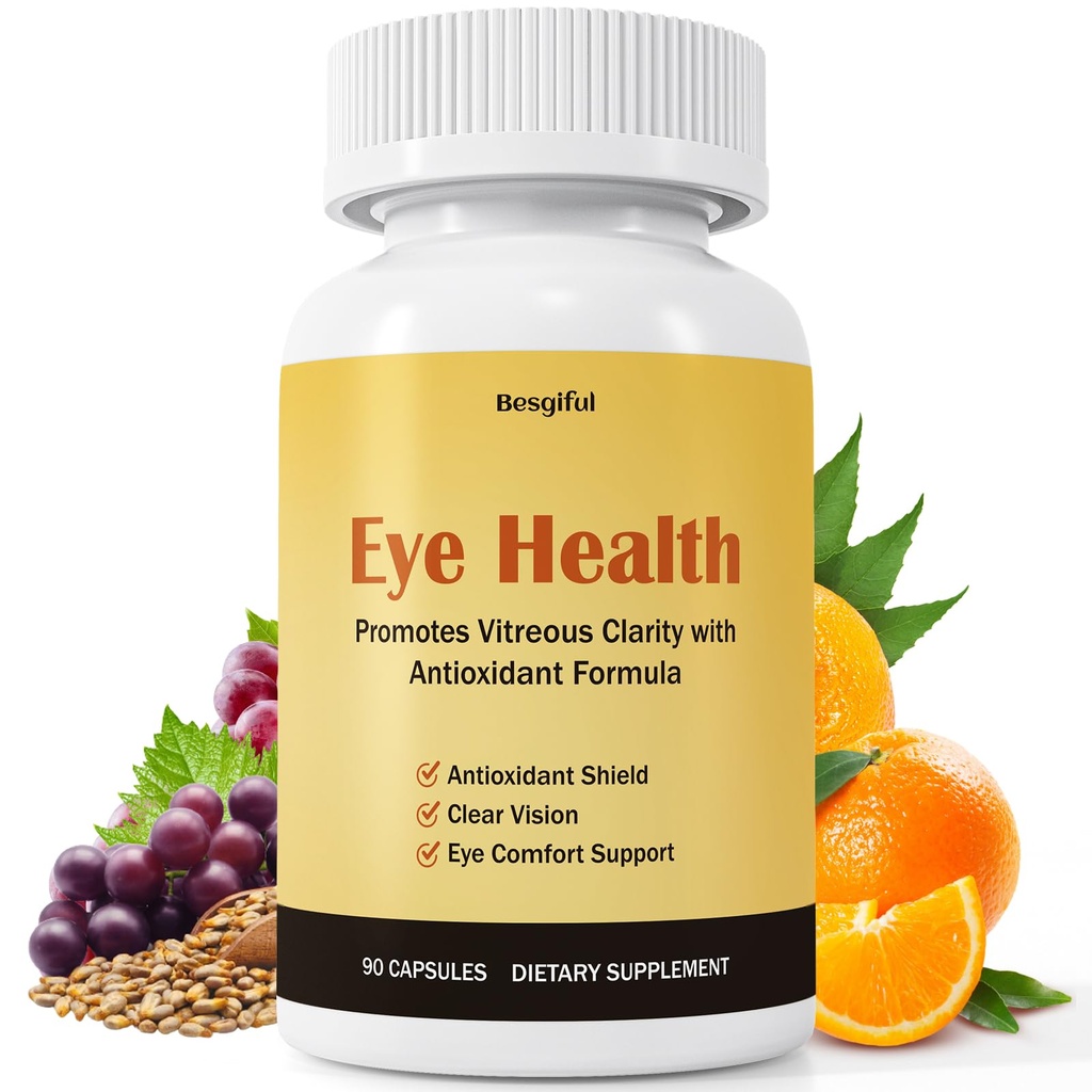 Eye Supplement for Vitreous Health, Promotes Clear Vision, Improves Eye Strain & Dryness, Reduces Squiggly Lines, Eye Degeneration, Clear Eye Support, 90 Vegan Capsules