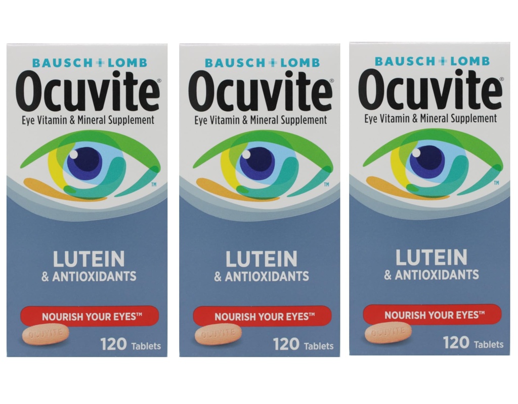 Bausch + Lomb Ocuvite Vitamin & Mineral Supplement Tabletten mit Lutein, 120 Count Flasche (Paket von 3)
