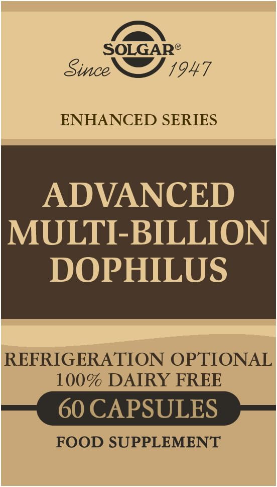 Solgar Advanced Multi-Billion Dophilus, 60 Gemüsekapseln - Unterstützt gesunde Darmflora - 5 Milliarden Mikroorganismen pro Servierung - Gluten, Milch, Lactose & Milch Nein - Vegetarisch - 60 Servietten