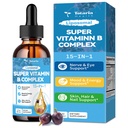 15-en-1 Liposomique Vitamine B complexe Pro, sans sucre B complexe gouttes avec B1, B2, B3 Niacinamide, Choline, B5, B6, B7 Biotine, Inositol, Folate, B12, Zinc, Lutéine, Zeaxanthin, Taurine & Vit. C, 2 fl oz