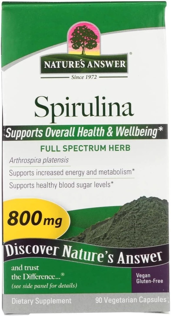 Réponse de la nature Spirulina Capsules de poudre à base de plantes 90 Count.