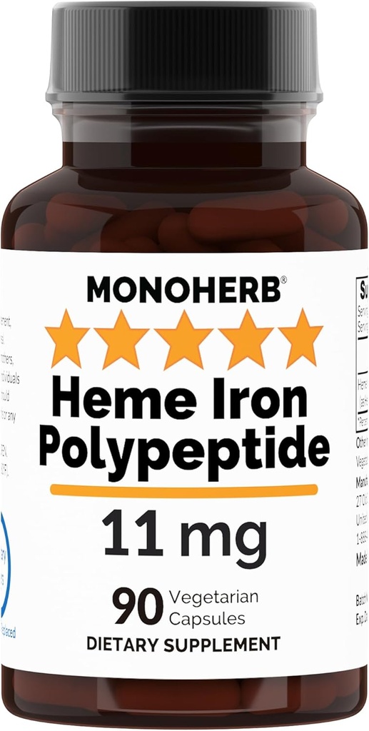 Heme Eisen Polypeptid 11 mg - 90 Vegetarische Kapseln - Eisen Supplement Complex