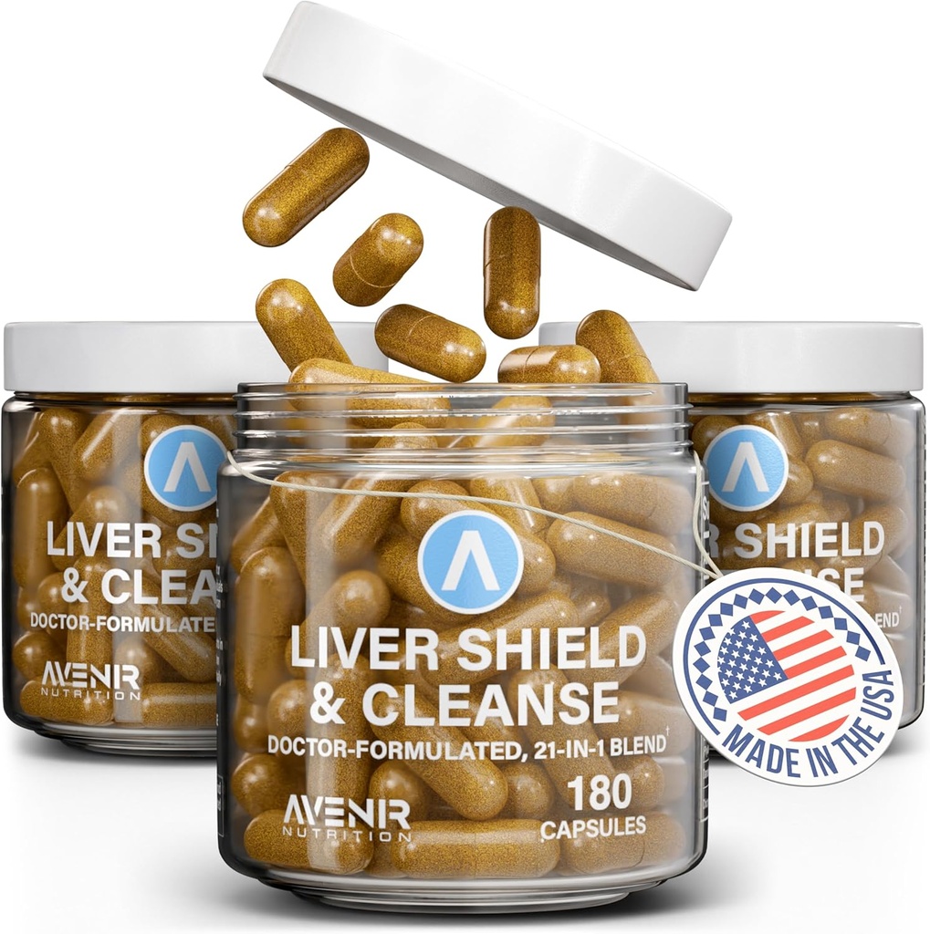 Avenir Nutrition Liver Shield & Cleanse | Kräuter-Lebensmittel-Reinigung Detox & Reparatur-Ergänzung | Milchdistel & Artichoke Extrakt-Ergänzungen | Fatty Liver & Health Support | 180 Kapseln für Männer und Frauen