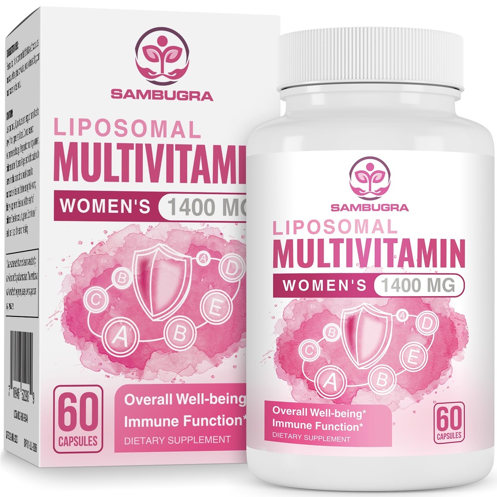 Liposomal Multivitamin per le donne 1400MG - Integratori Multi Vitamine Femminili Giornalieri con Ferro, Vitamina A, C, D, E e B Complesso per la salute immunitaria, Supporto per capelli e pelle per le donne 18+,60 Capsule Vegan