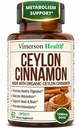 Organic Ceylon Cinnamon Capsules - Ceylon True Cinnamon Supplements (Canela de Ceylan) for Inflammation Balance, Cognitive Function, Metabolic, Antioxidant Support. Non-GMO. Vegan. 60 Caps Made in USA
