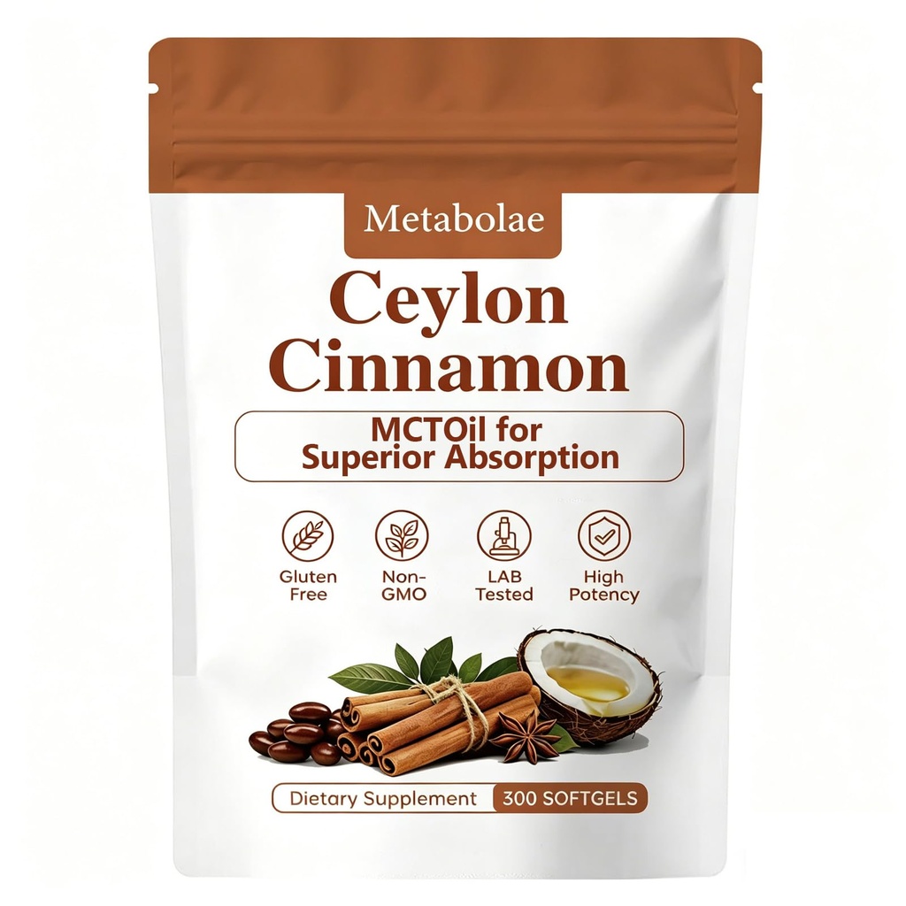 Ceylon Cinnamon Capsules with MCT Oil, Equivalent, Non-GMO, Gluten Free, 300 Softgels (1)