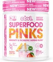 Obvi Superfood Pinks Probiotic Blend | Reich an Antioxidantien, Adaptogene, Verdauungsenzym Blend, Immununterstützung, Gut Health | Keto, Glutenfrei, kein Zucker, 10 Billion CFU | Mango Iced Tea, 20 Servierungen