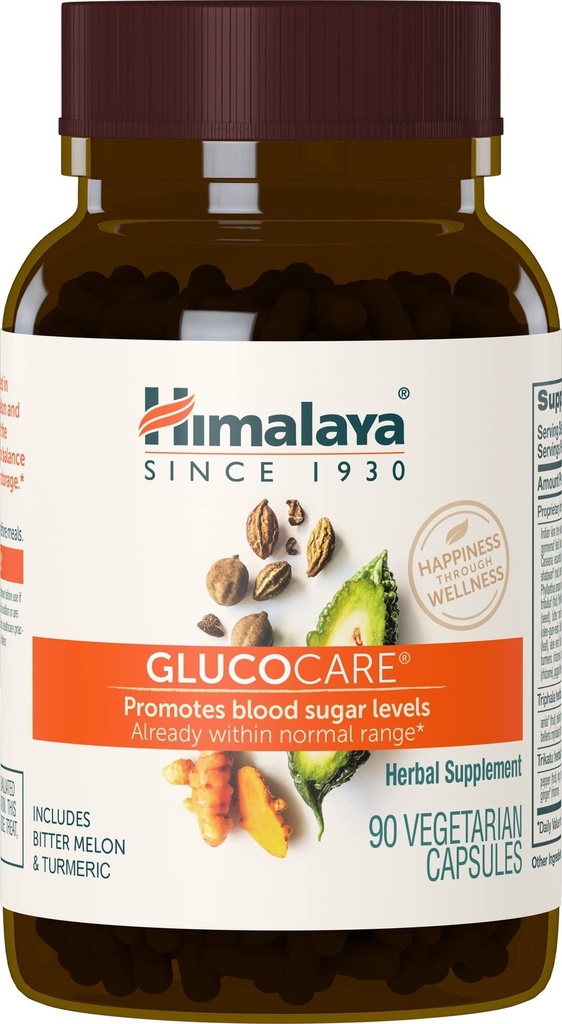 Himalaya GlucoCare – Herbal Glucose Metabolism & Pancreatic Support with Bitter Melon, Gymnema, Triphala & Turmeric – Natural Blood Sugar Support – Vegan, Non-GMO, Gluten-Free – 90 Capsules