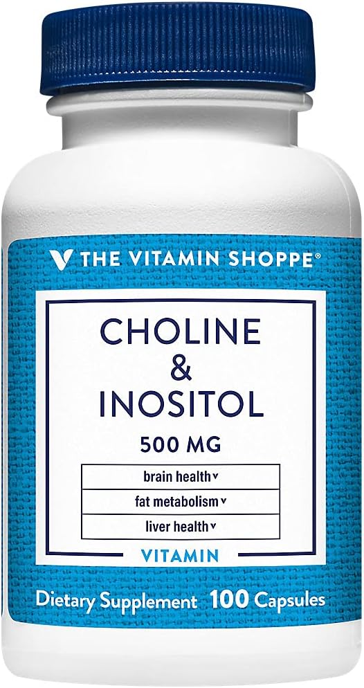 Der Vitamin Shoppe Choline & Inositol 500MG, Einmal tägliche Nahrungsergänzung für Fettstoff und Gehirn Gesundheit (100 Kapseln)