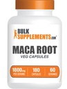 BulkSupplements.com Maca Root Capsules - Maca Supplement, Herbal Supplement, Superfood Supplement - Vegan & Gluten Free, 3 Veg Capsules per Serving, 180 Count (Pack of 1)