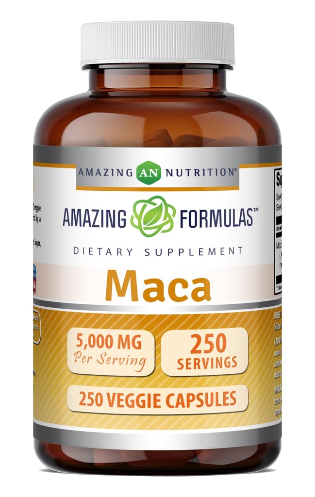Amazing Formulas Maca 500 Mg Extract (10:1) | Equivalent to 5000 Mg | Veggie Capsules | Non-GMO | Gluten-Free | Made in USA (1 Pack | 250 Count)
