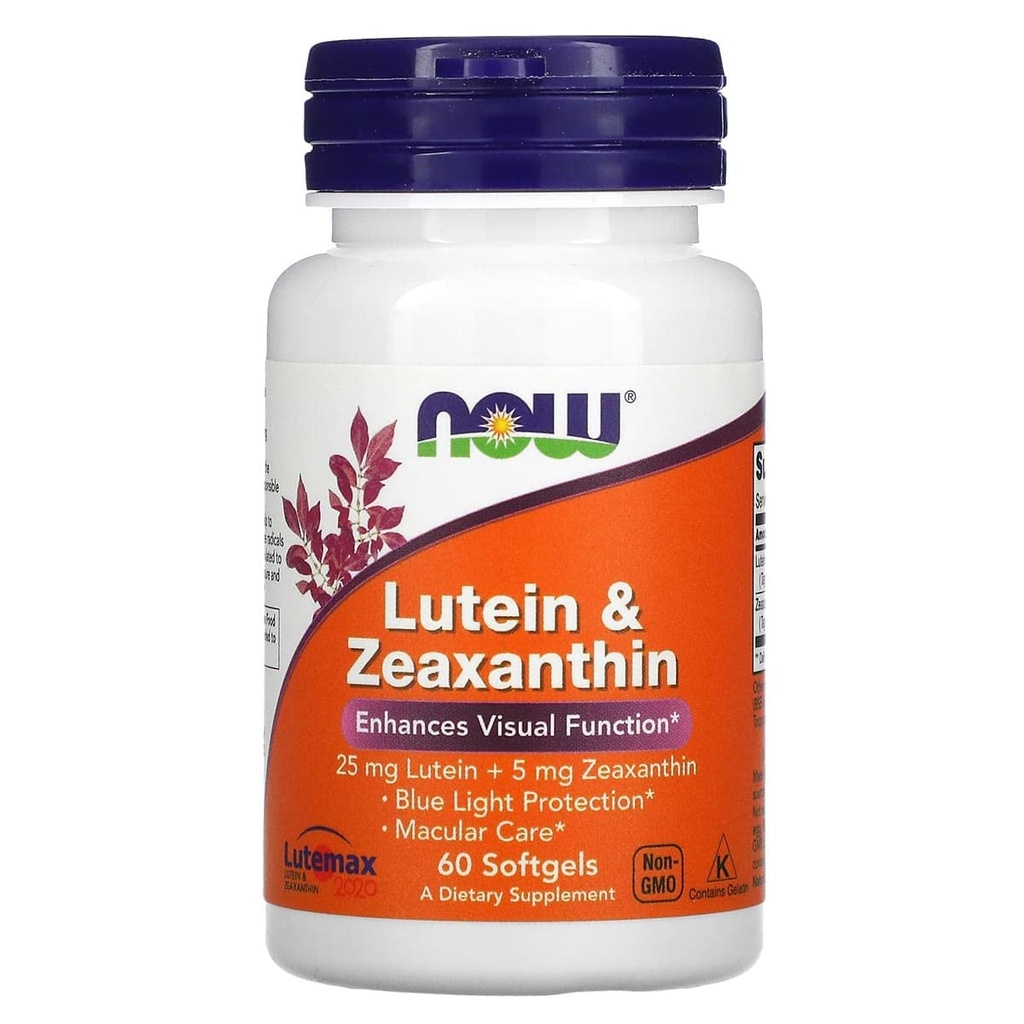 Now Supplements, Lutein & Zeaxanthin with 25 mg Lutein and 5 mg Zeaxanthin, 60 Softgels (2 Pack)