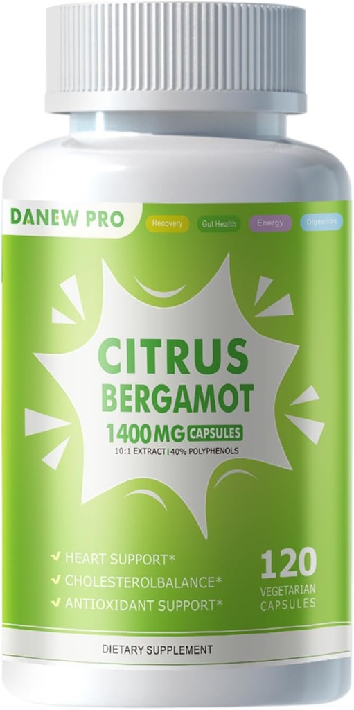 Bio Citrus Bergamotte 1400mg, 120 Kapseln -Citrus Bergamia - Ätherisches Öl und Citrus Bioflavonoide - Natürliche Herzgesundheitsergänzungsmittel für Frauen und Männer - Non-GMO Pillen