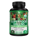 Potent Garden Organic Superfood Greens, Frutta e verdure Supplemento Ricco di vitamine e antiossidanti con Alfalfa, Radice di barbabietola & Tart Cherry per aumentare l'energia, Immunity & Gut Health, Greens Tablets 60 Ct