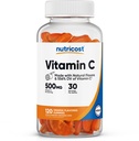 Nutricost Vitamin C Gummies (500mg) 120 Gummies - Realizzati con aromi naturali & 556% DV di vitamina C, Vegan, GMO-Free, Gluten-Free, 30 Serve