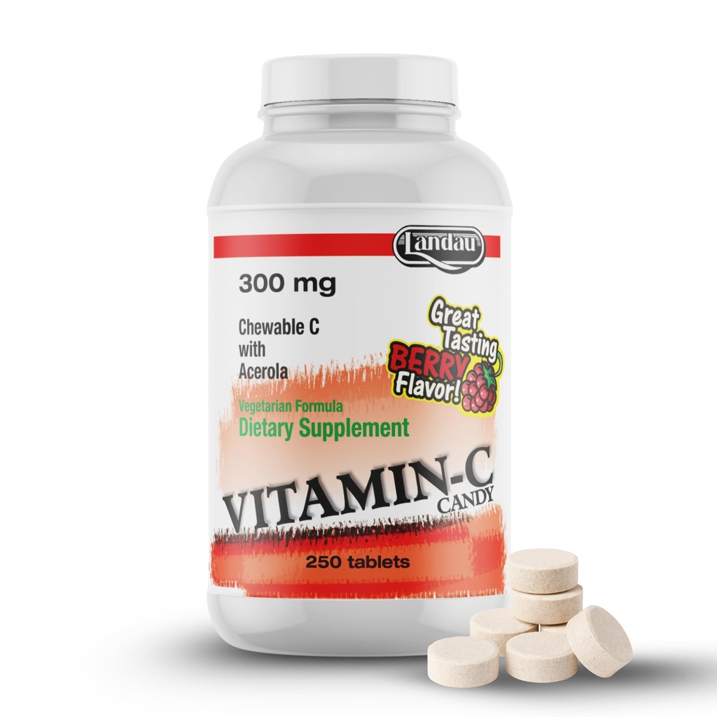 Landau Chewable Vitamin C Candy 300 Mg. Grande gusto di bacche di degustazione (250Count)