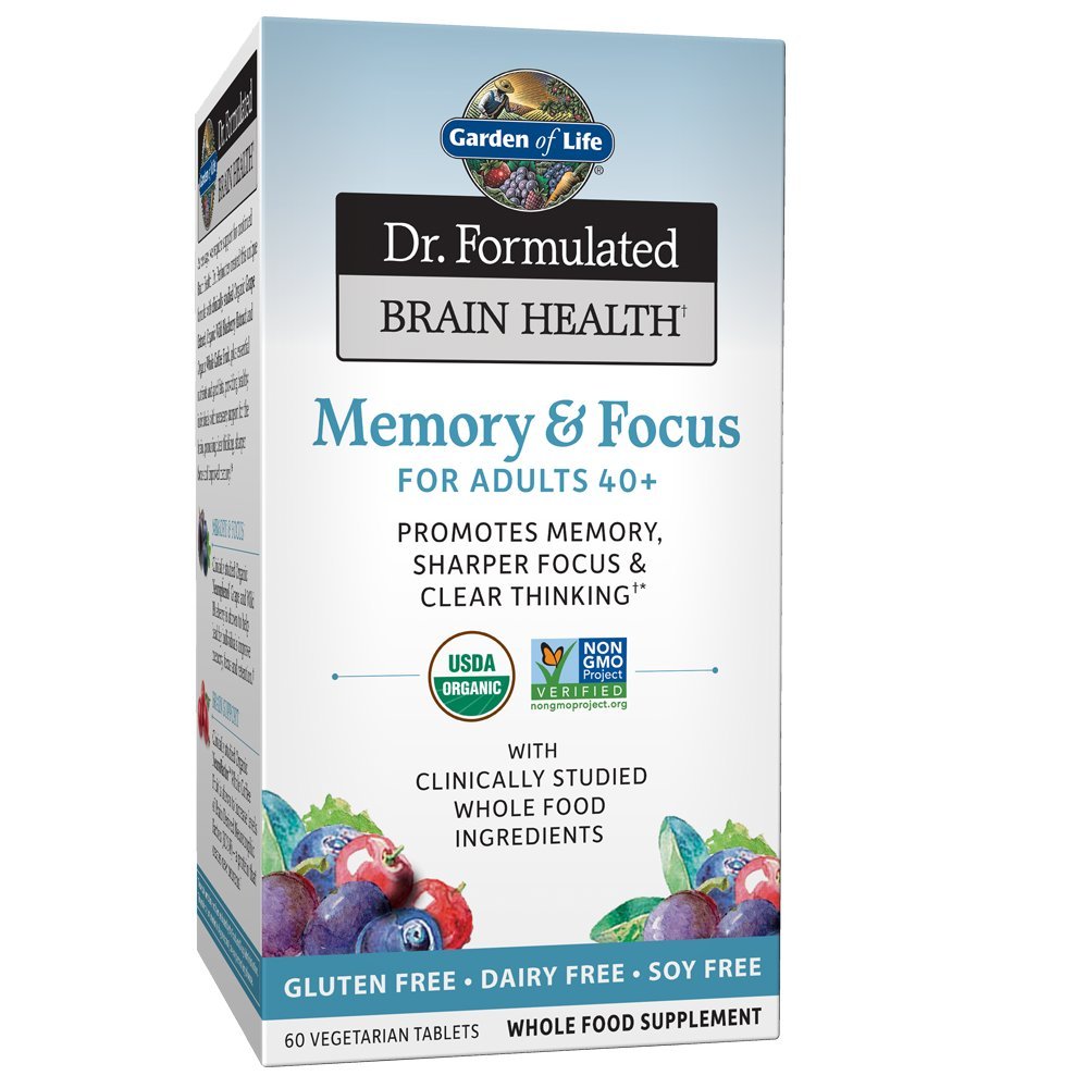 Giardino della vita Dr. Formulated Organic Brain Health Memory & Focus per adulti 40+ 60 compresse